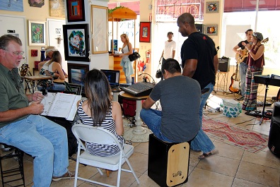 Grace Cafe and Art Gallery rehearsing before performance